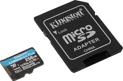 Карта памяти Kingston SDCG3/256GB microSDXC Memory Card 256Gb A2 V30 UHS-IU3 Class10 + microSD-->SD Adapter