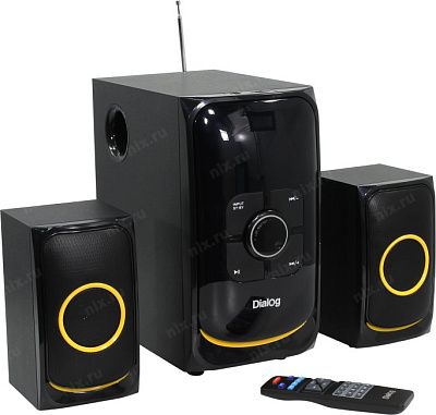 Колонки Dialog Progressive AP-208 (2x15W+Subwoofer 30W дерево SD USB Bluetooth FM ПДУ)