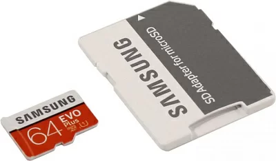 Карта памяти Samsung EVO Plus MB-MC64HA/RU microSDXC Memory Card 64Gb Class10 UHS-I U1+ microSD-- SD Adapter