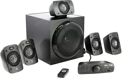 Колонки Logitech Z-906 (RTL) (5x67W+Subwoofer 165W дерево пульт ДУ) 980-000468>