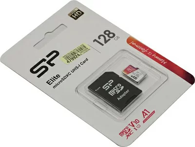 Карта памяти Silicon Power SP128GBSTXBV1V20SP microSDXC Memory Card 128Gb UHS-I U1 V10 + microSD-->SD Adapter