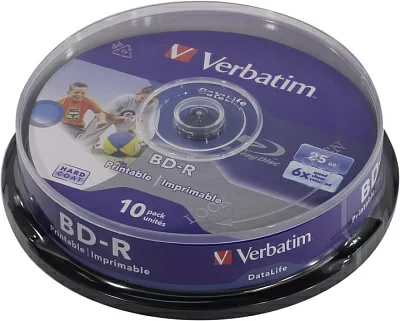 Диск BD-R Disc Verbatim 25Gb 6x уп.10 шт на шпинделе printable 43804>