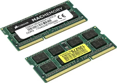 Модуль памяти Corsair Mac Memory CMSA16GX3M2A1333C9 DDR3 SODIMM 16Gb KIT2*8Gb PC3-10600 CL9 (for NoteBook)