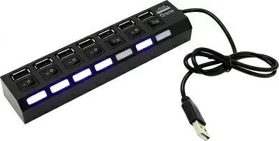 Разветвитель 5bites HB27-203PBK 7-port USB2.0 Hub с выключателями + б.п.