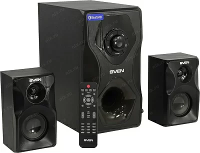 Колонки SVEN MS-2055 Black (2x12.5W +Subwoofer 30W дерево Bluetooth SDUSB FM ПДУ)