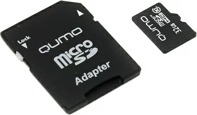 Карта памяти Qumo <QM32GMICSDHC10> microSDHC 32Gb  Class10 + microSD-->SD Adapter