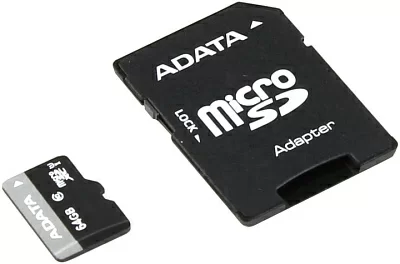 Карта памяти ADATA Premier AUSDX64GUICL10-RA1 microSDXC Memory Card 64Gb UHS-I U1 + microSD-->SD Adapter