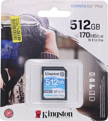 Карта памяти Kingston SDG3/512GB SDXC Memory Card 512Gb V30 UHS-I U3