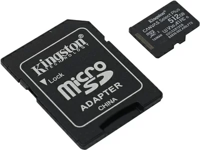 Карта памяти Kingston SDCS2/512GB microSDXC Memory Card 512Gb A1 V30 UHS-I U3 + microSD-->SD Adapter