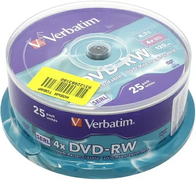 Диск DVD-RW Disc Verbatim 4.7Gb 4x уп. 25 шт на шпинделе 43639>