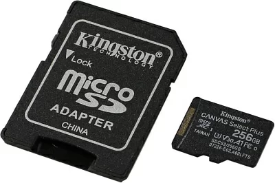 Карта памяти Kingston SDCS2/256GB microSDXC Memory Card 256Gb A1 V30 UHS-I U3 + microSD-->SD Adapter