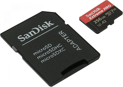 Карта памяти SanDisk Extreme Pro SDSQXCZ-256G-GN6MA microSDXC Memory Card 256Gb UHS-I U3 V30 + microSD-- SD Adapter