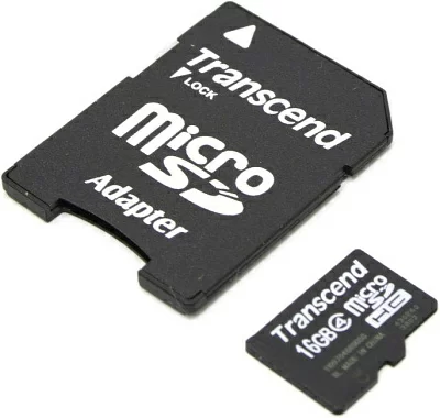 Карта памяти Transcend TS16GUSDHC4 microSDHC 16Gb Class4+microSD-->SD Adapter