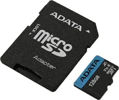 Карта памяти ADATA Premier AUSDX128GUICL10A1-RA1 microSDXC Memory Card 128Gb A1 V10 UHS-I U1 + microSD-->SD Adapter