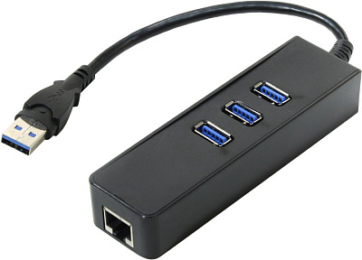 Сетевая карта Orient JK-340 USB3.0 Hub 3 port + LAN UTP 1000Mbps